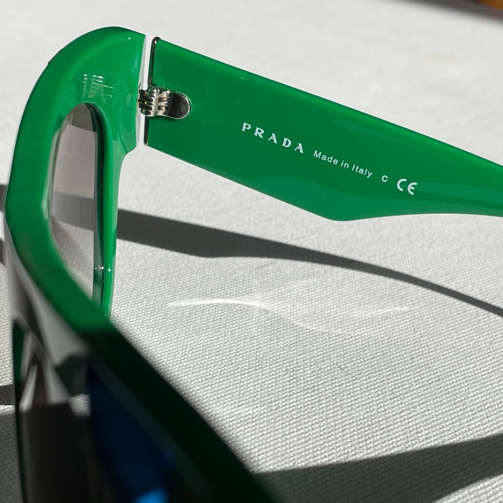 PRADA SUNGLASSES; green frames with blue gems